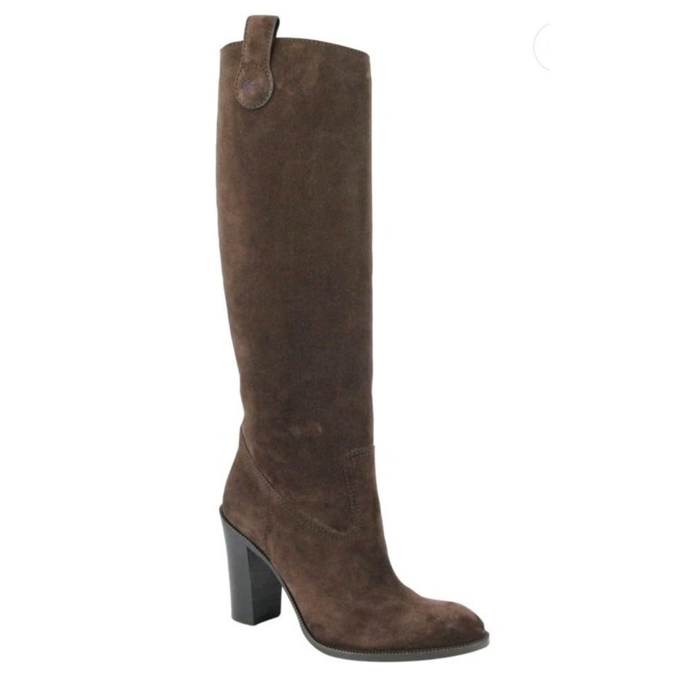 $1350 New Authentic GUCCI Leather Suede Tall Knee Boots Script Logo 317032 NICE!